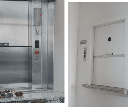 Residential dumbwaiter with open hatch